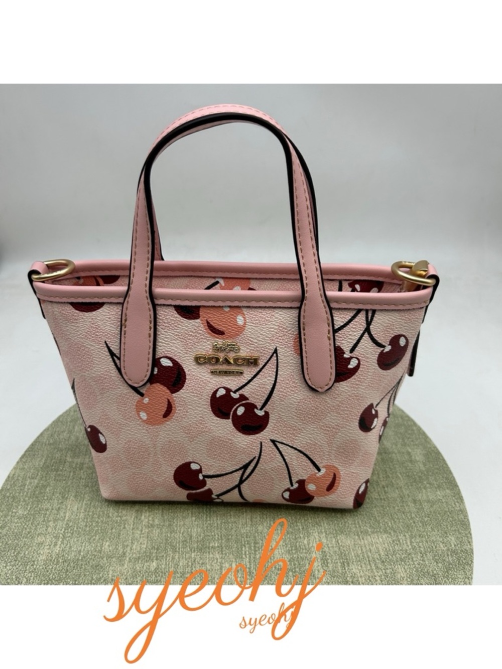 Coach Pink Cherry Print Mini Tote Bag